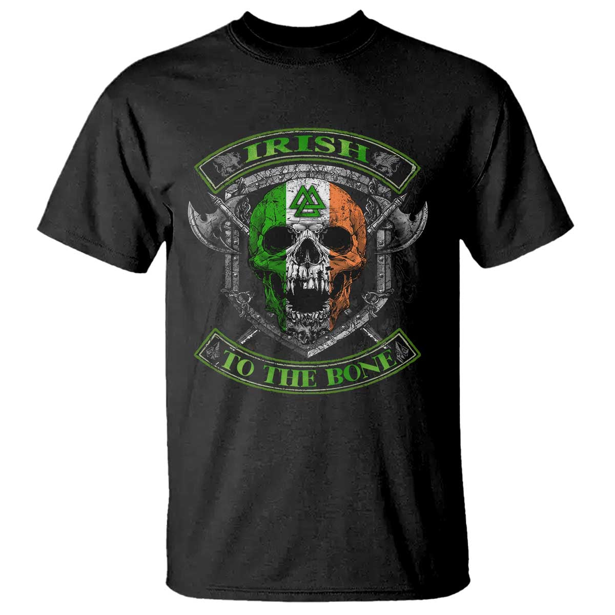 Irish Viking T Shirt Irish To The Bone Vintage Ireland Flag Skull