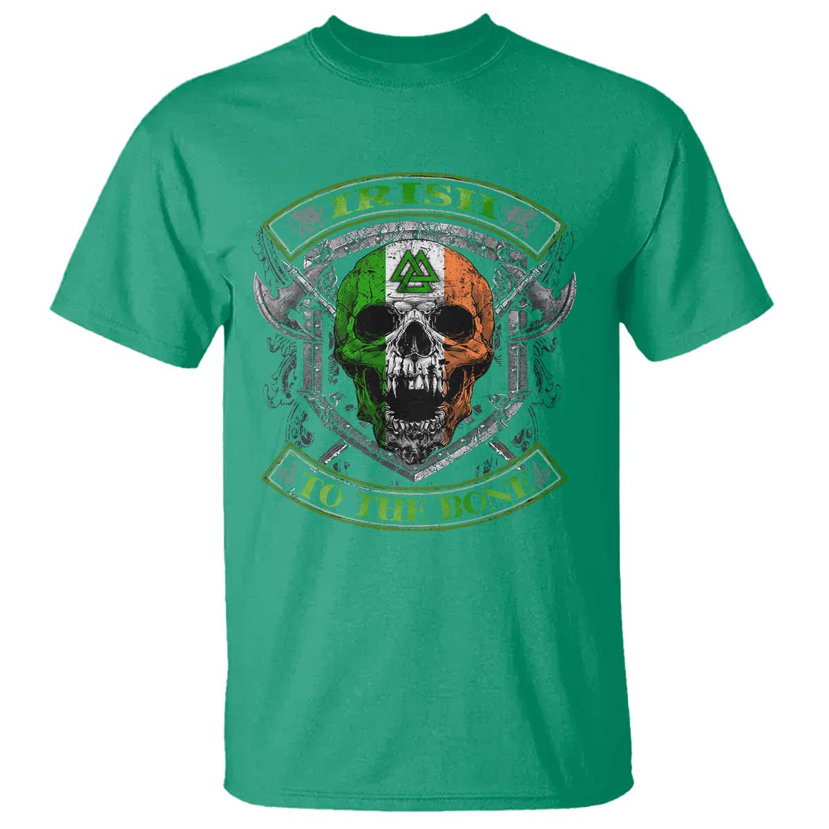 Irish Viking T Shirt Irish To The Bone Vintage Ireland Flag Skull