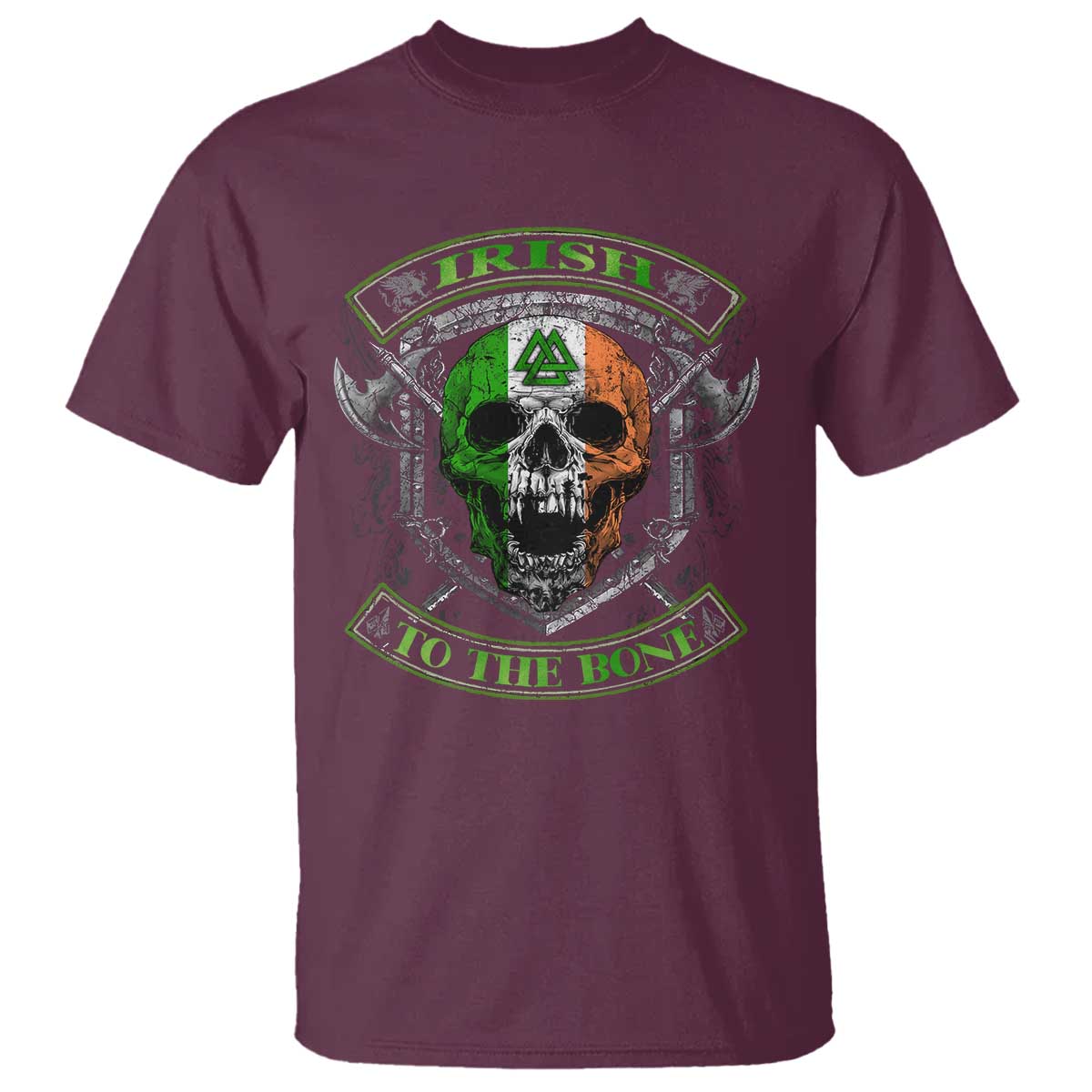 Irish Viking T Shirt Irish To The Bone Vintage Ireland Flag Skull