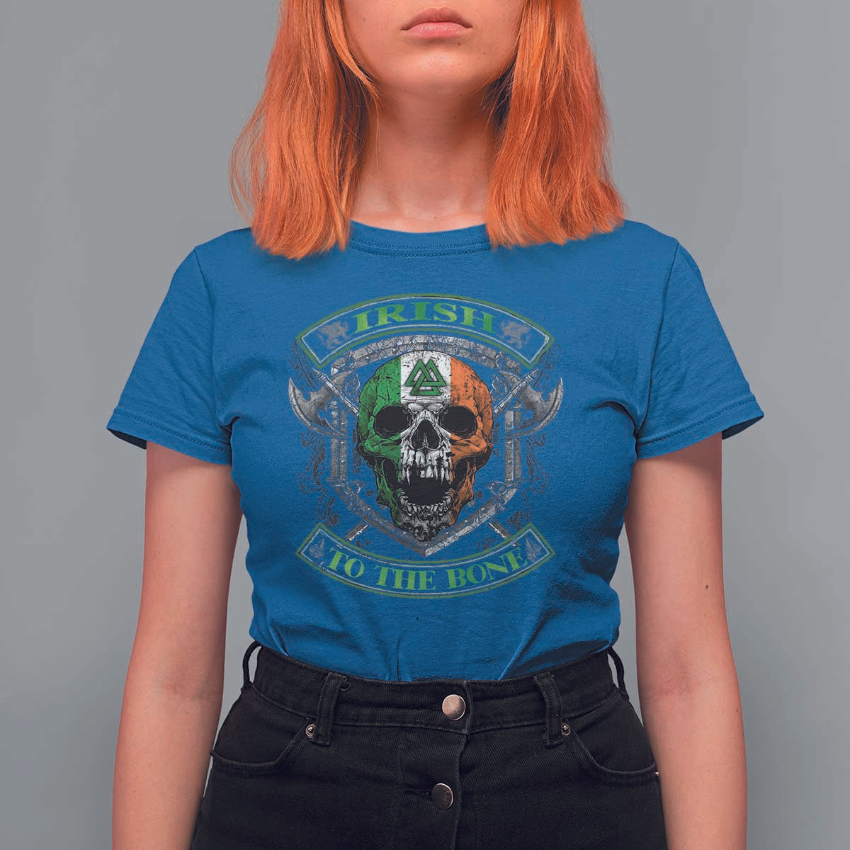 Irish Viking T Shirt For Women Irish To The Bone Vintage Ireland Flag Skull