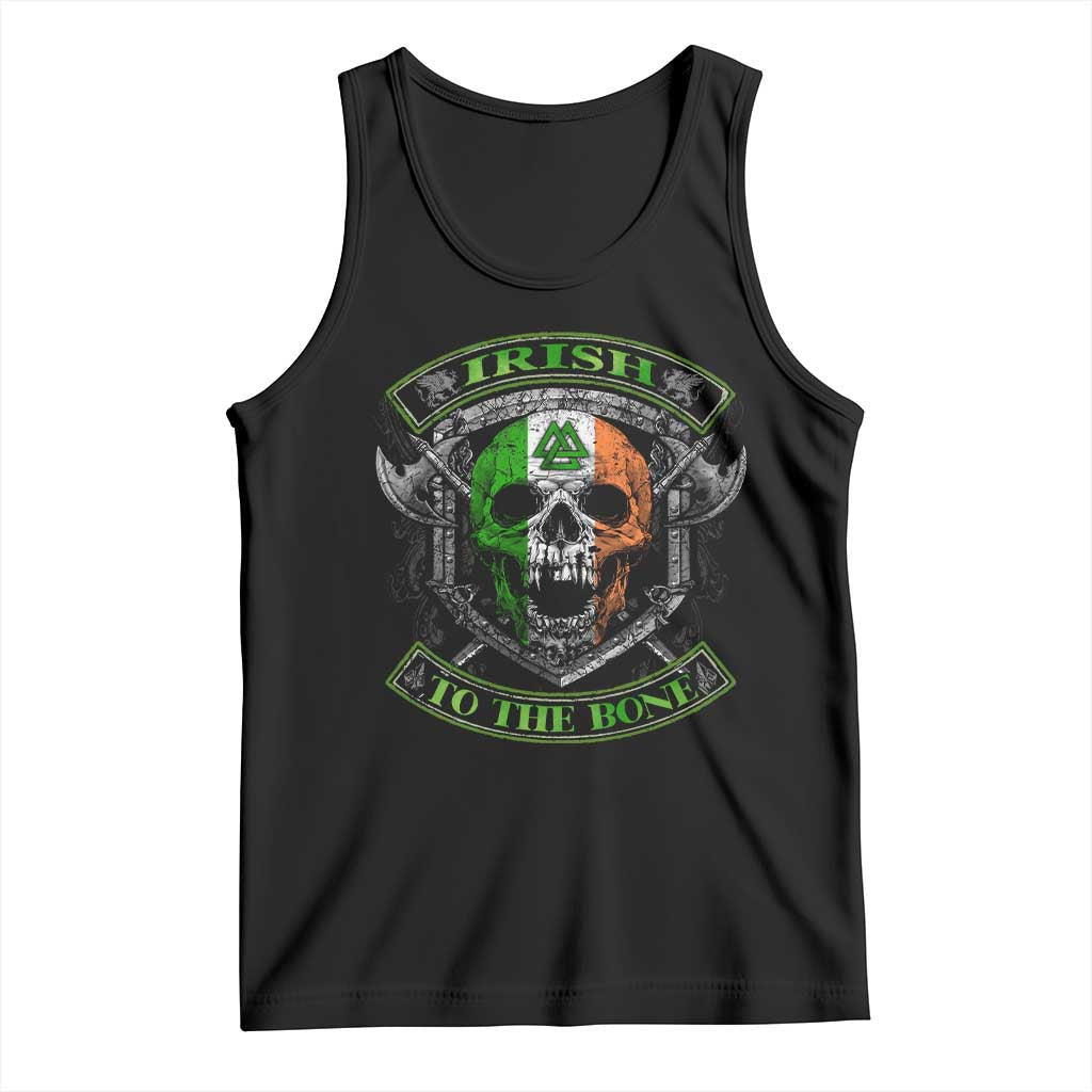 Irish Viking Tank Top Irish To The Bone Vintage Ireland Flag Skull