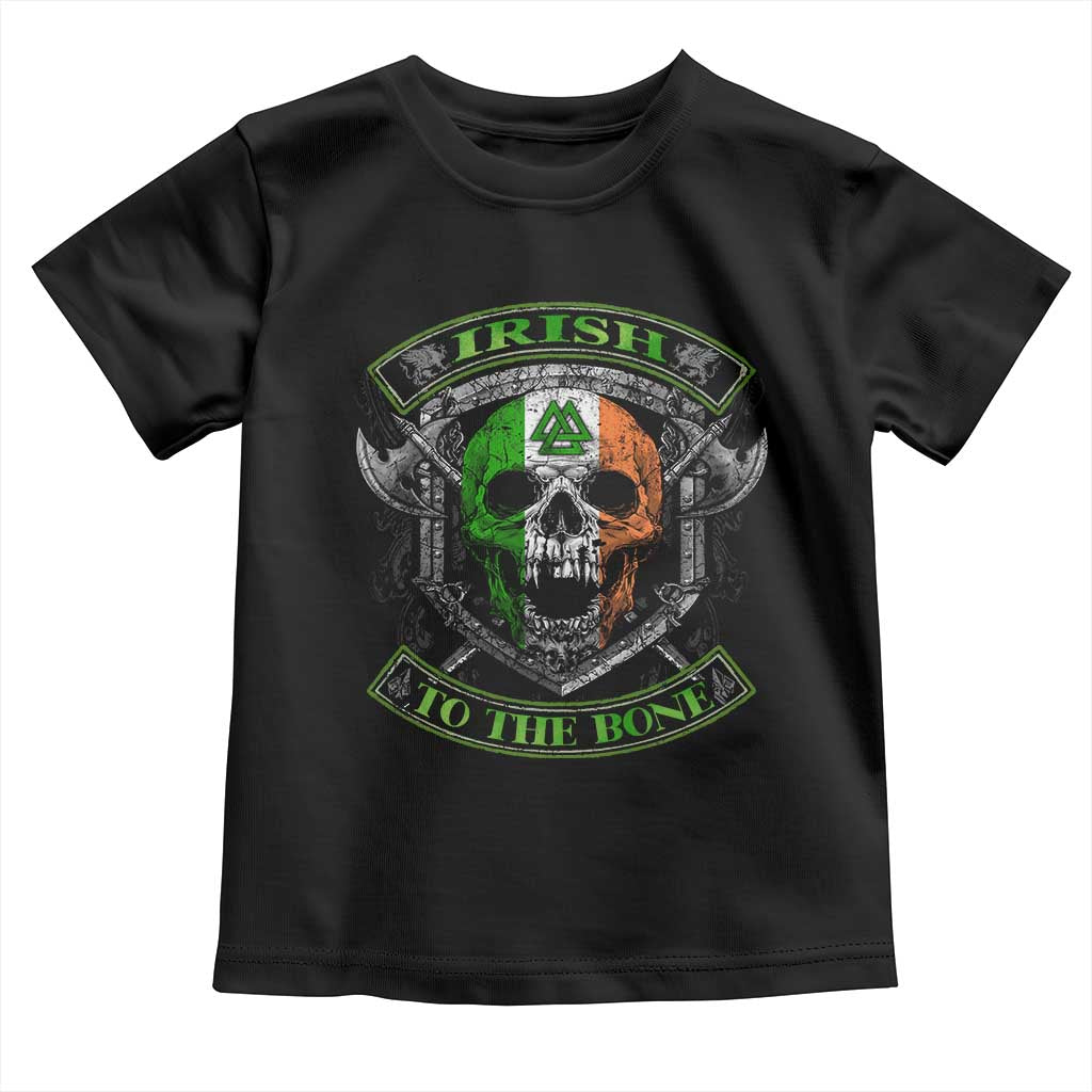 Irish Viking Toddler T Shirt Irish To The Bone Vintage Ireland Flag Skull