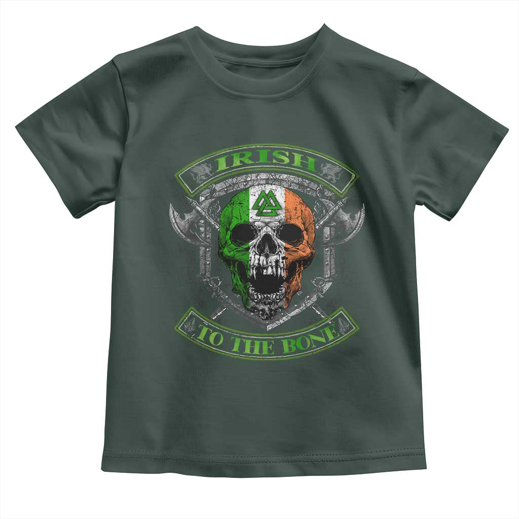Irish Viking Toddler T Shirt Irish To The Bone Vintage Ireland Flag Skull