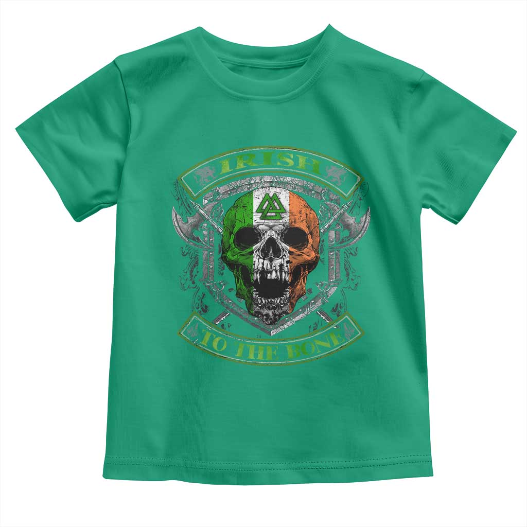 Irish Viking Toddler T Shirt Irish To The Bone Vintage Ireland Flag Skull
