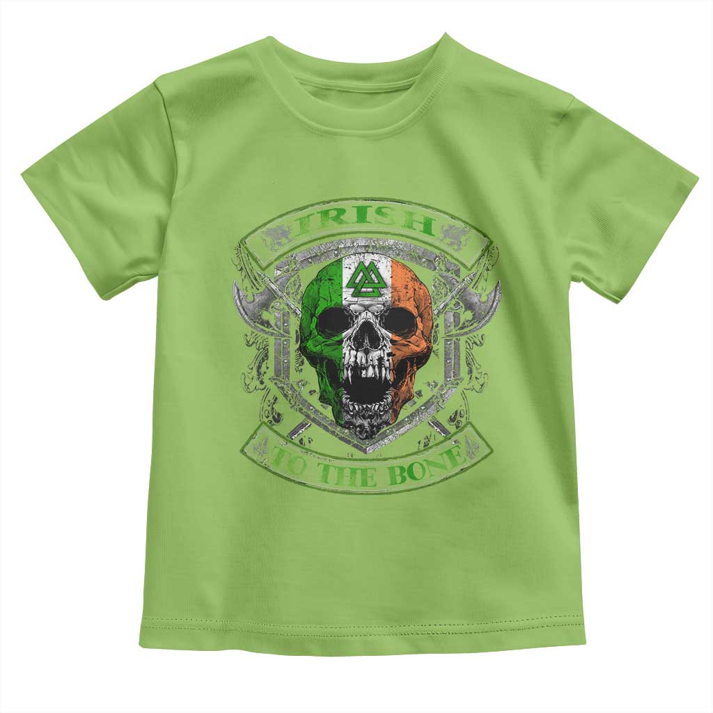 Irish Viking Toddler T Shirt Irish To The Bone Vintage Ireland Flag Skull