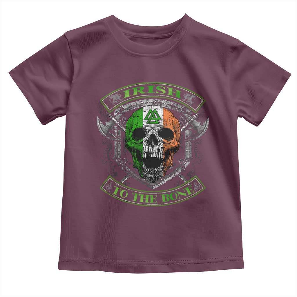 Irish Viking Toddler T Shirt Irish To The Bone Vintage Ireland Flag Skull