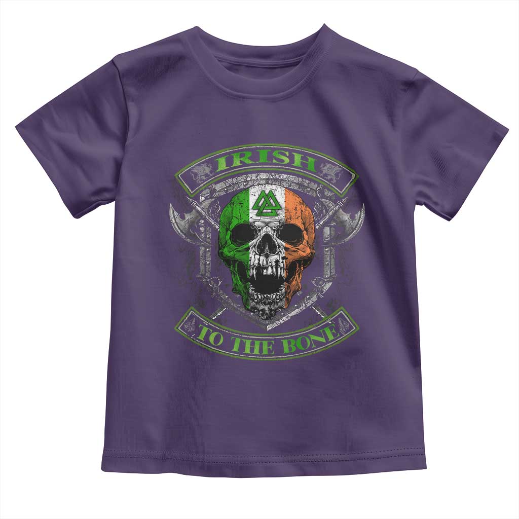 Irish Viking Toddler T Shirt Irish To The Bone Vintage Ireland Flag Skull