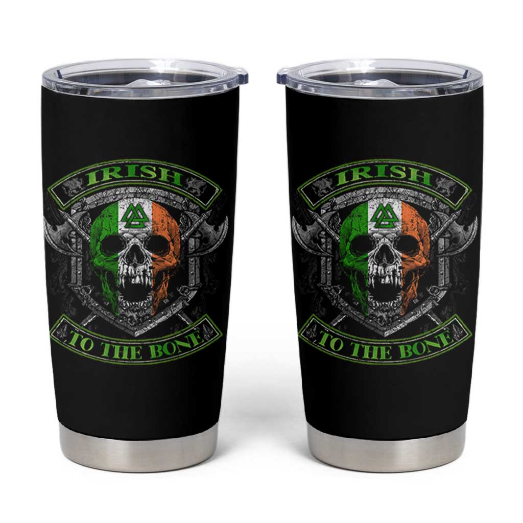 Irish Viking Tumbler Cup Irish To The Bone Vintage Ireland Flag Skull