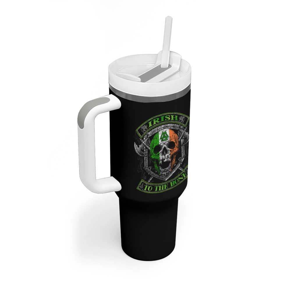 Irish Viking Tumbler With Handle Irish To The Bone Vintage Ireland Flag Skull