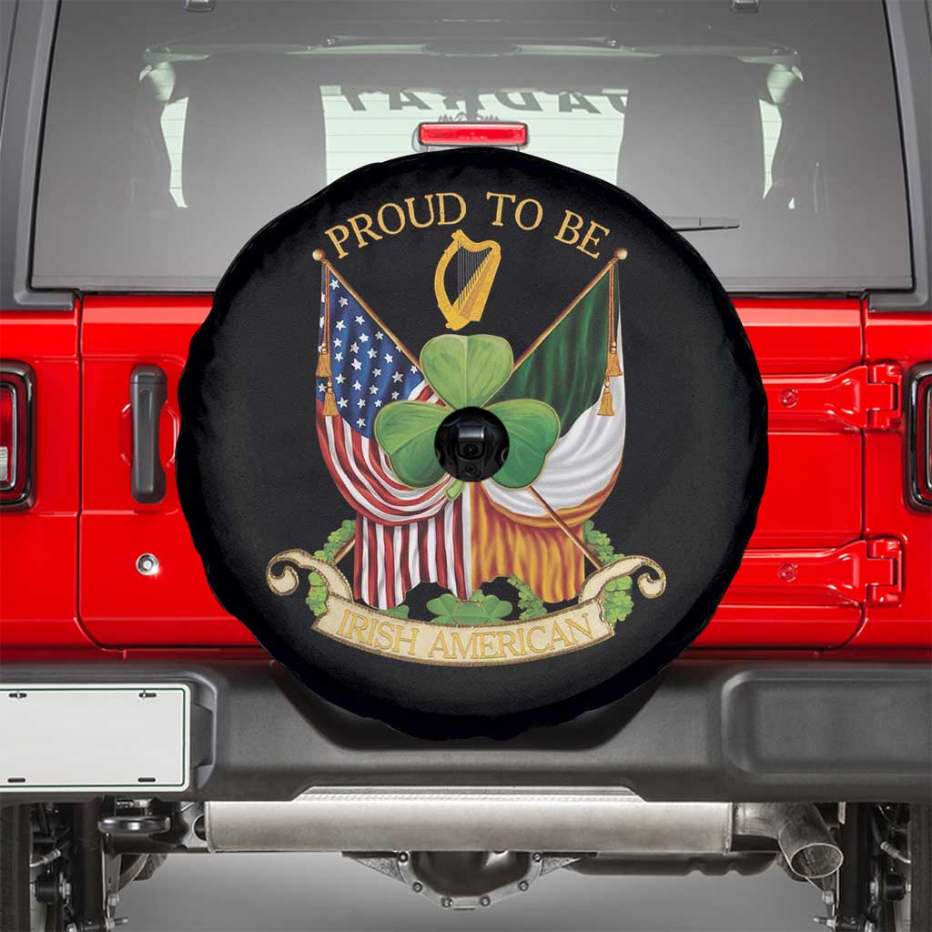 Proud To Be Irish American Spare Tire Cover Vintage Ireland USA Flag Shamrock Harp
