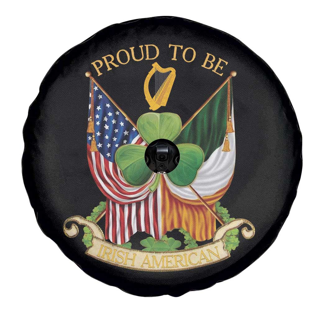 Proud To Be Irish American Spare Tire Cover Vintage Ireland USA Flag Shamrock Harp