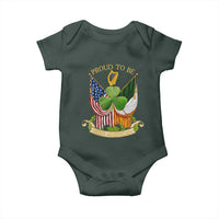 Proud To Be Irish American Baby Onesie Vintage Ireland USA Flag Shamrock Harp