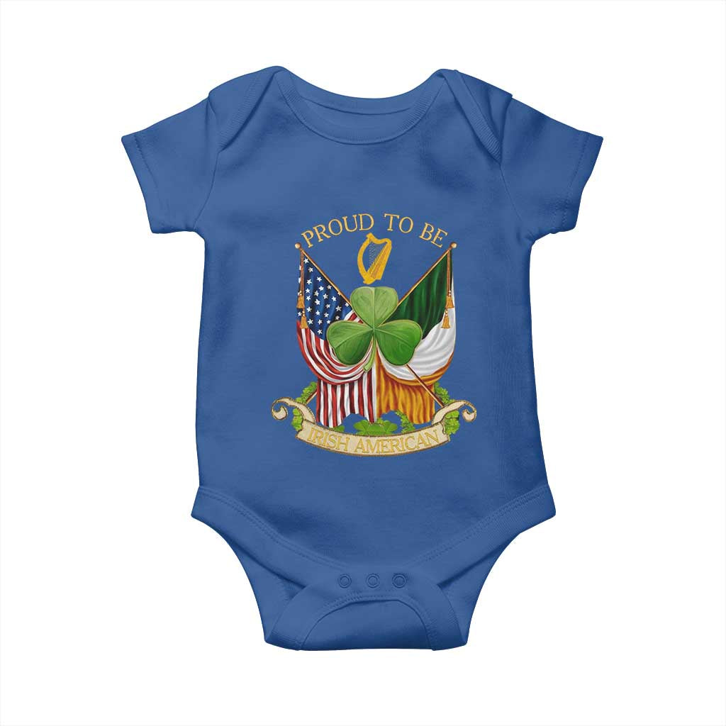 Proud To Be Irish American Baby Onesie Vintage Ireland USA Flag Shamrock Harp