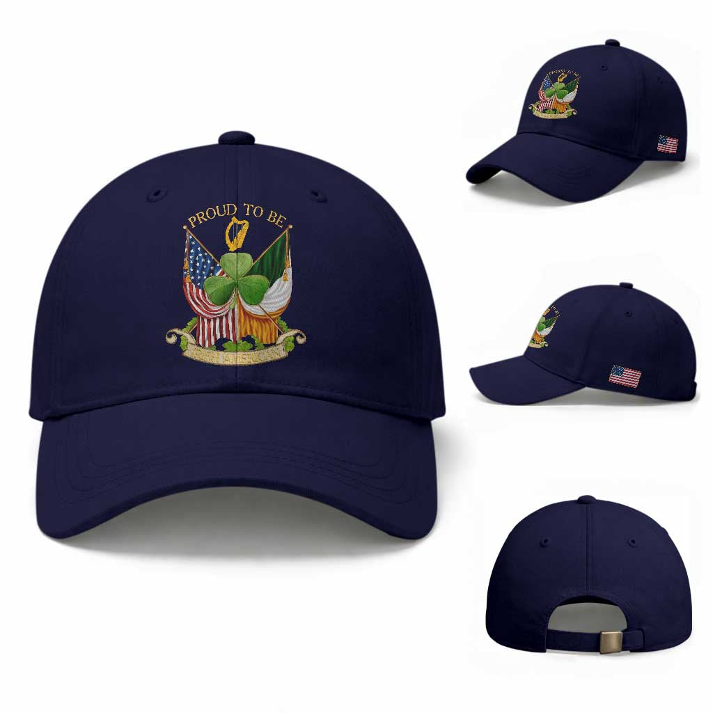 Proud To Be Irish American Baseball Cap Vintage Ireland USA Flag Shamrock Harp