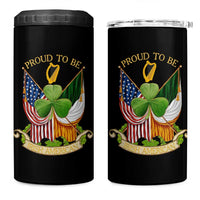 Proud To Be Irish American 4 in 1 Can Cooler Tumbler Vintage Ireland USA Flag Shamrock Harp