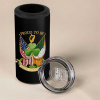 Proud To Be Irish American 4 in 1 Can Cooler Tumbler Vintage Ireland USA Flag Shamrock Harp