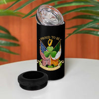 Proud To Be Irish American 4 in 1 Can Cooler Tumbler Vintage Ireland USA Flag Shamrock Harp