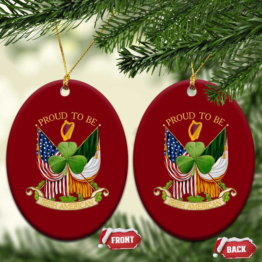 Proud To Be Irish American Ceramic Ornament Vintage Ireland USA Flag Shamrock Harp - Wonder Print Shop
