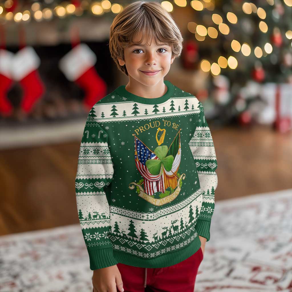 Proud To Be Irish American Ugly Christmas Sweater Vintage Ireland USA Flag Shamrock Harp - Wonder Print Shop