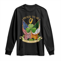 Proud To Be Irish American Long Sleeve Shirt Vintage Ireland USA Flag Shamrock Harp