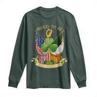 Proud To Be Irish American Long Sleeve Shirt Vintage Ireland USA Flag Shamrock Harp