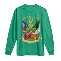 Proud To Be Irish American Long Sleeve Shirt Vintage Ireland USA Flag Shamrock Harp