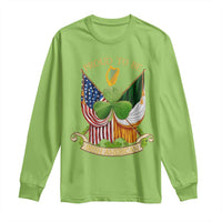 Proud To Be Irish American Long Sleeve Shirt Vintage Ireland USA Flag Shamrock Harp