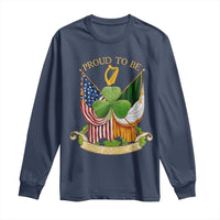 Proud To Be Irish American Long Sleeve Shirt Vintage Ireland USA Flag Shamrock Harp