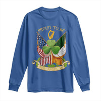 Proud To Be Irish American Long Sleeve Shirt Vintage Ireland USA Flag Shamrock Harp