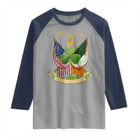 Proud To Be Irish American Raglan Shirt Vintage Ireland USA Flag Shamrock Harp