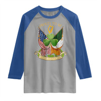 Proud To Be Irish American Raglan Shirt Vintage Ireland USA Flag Shamrock Harp