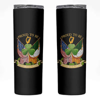 Proud To Be Irish American Skinny Tumbler Vintage Ireland USA Flag Shamrock Harp