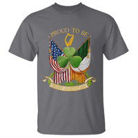 Proud To Be Irish American T Shirt Vintage Ireland USA Flag Shamrock Harp