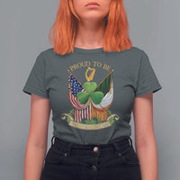 Proud To Be Irish American T Shirt For Women Vintage Ireland USA Flag Shamrock Harp