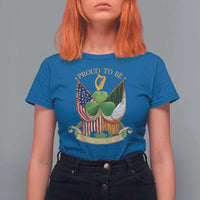 Proud To Be Irish American T Shirt For Women Vintage Ireland USA Flag Shamrock Harp