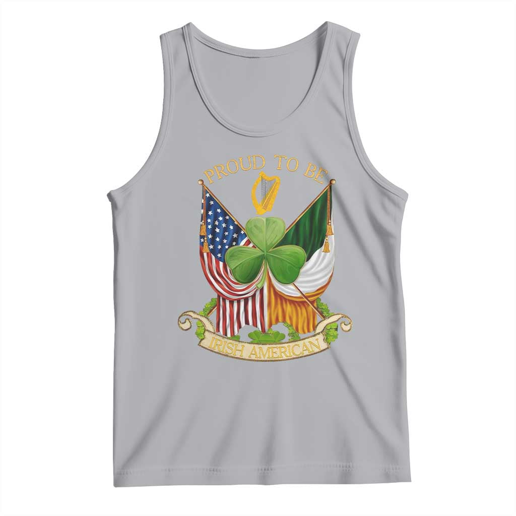 Proud To Be Irish American Tank Top Vintage Ireland USA Flag Shamrock Harp
