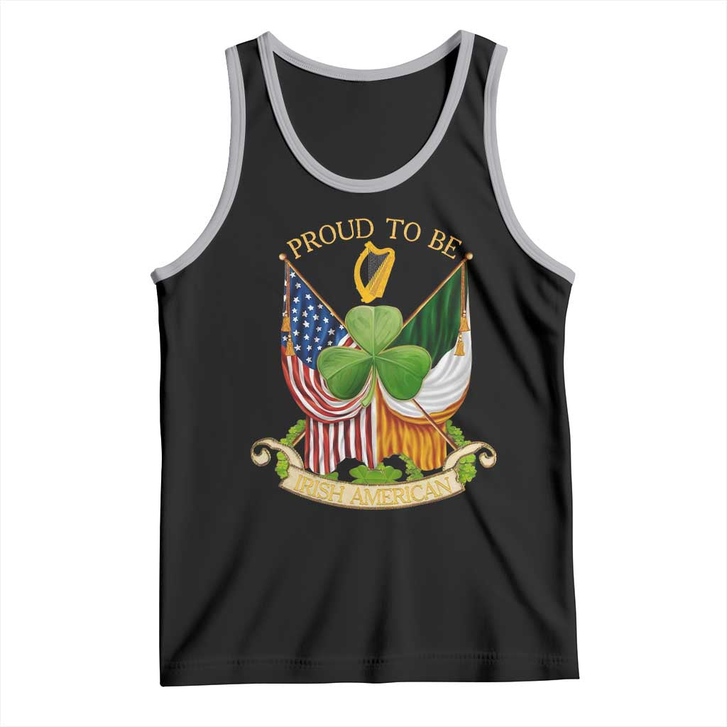 Proud To Be Irish American Tank Top Vintage Ireland USA Flag Shamrock Harp