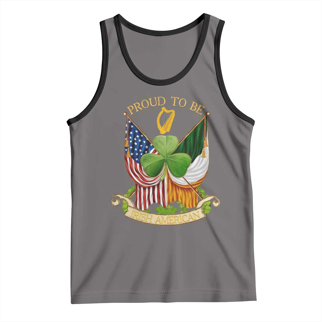 Proud To Be Irish American Tank Top Vintage Ireland USA Flag Shamrock Harp