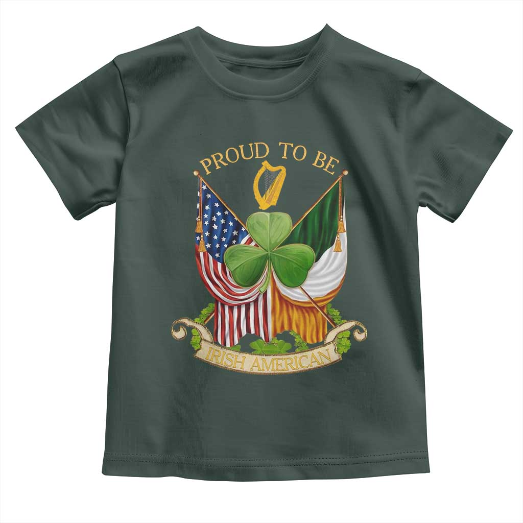 Proud To Be Irish American Toddler T Shirt Vintage Ireland USA Flag Shamrock Harp