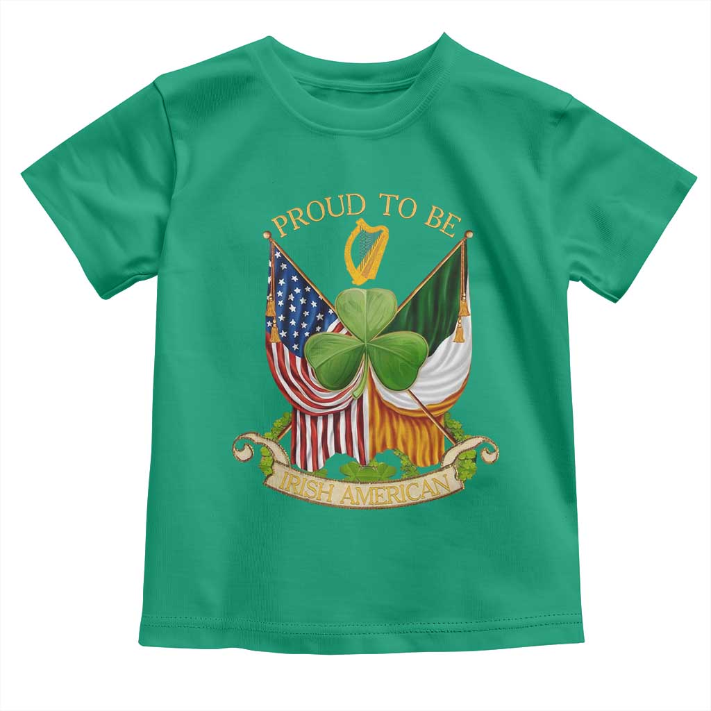 Proud To Be Irish American Toddler T Shirt Vintage Ireland USA Flag Shamrock Harp