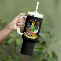 Proud To Be Irish American Tumbler With Handle Vintage Ireland USA Flag Shamrock Harp