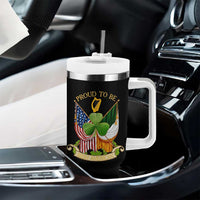 Proud To Be Irish American Tumbler With Handle Vintage Ireland USA Flag Shamrock Harp