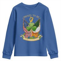 Proud To Be Irish American Youth Sweatshirt Vintage Ireland USA Flag Shamrock Harp