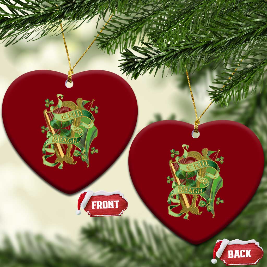 Irish Pride Ceramic Ornament Erin Go Bragh Harp Shamrock St Patrick's Day - Wonder Print Shop