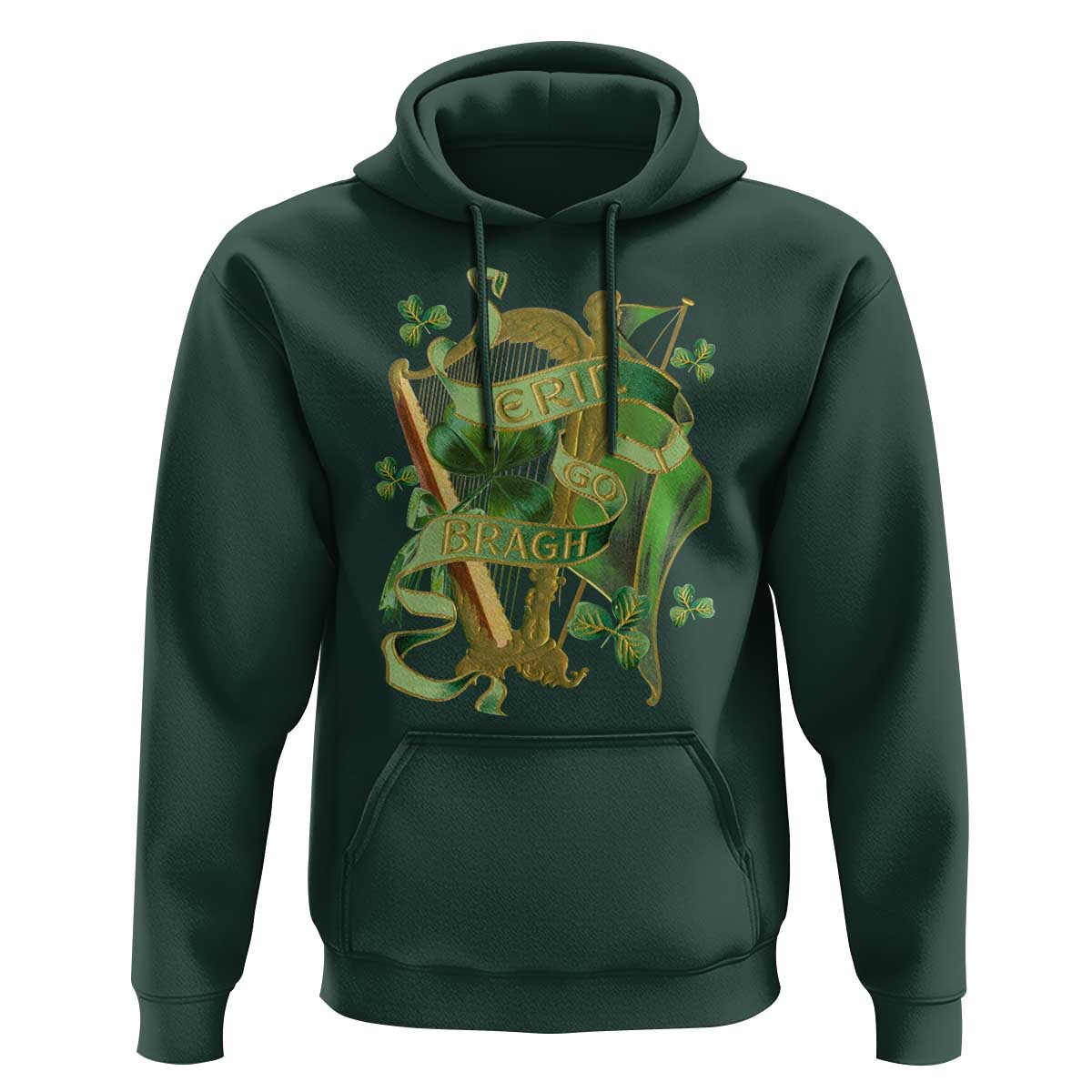 Irish Pride Hoodie Erin Go Bragh Harp Shamrock St Patrick's Day