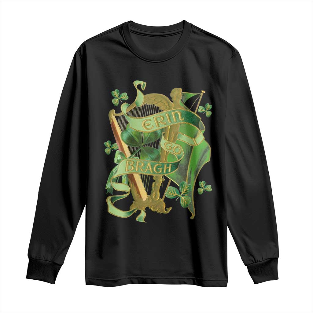 Irish Pride Long Sleeve Shirt Erin Go Bragh Harp Shamrock St Patrick's Day