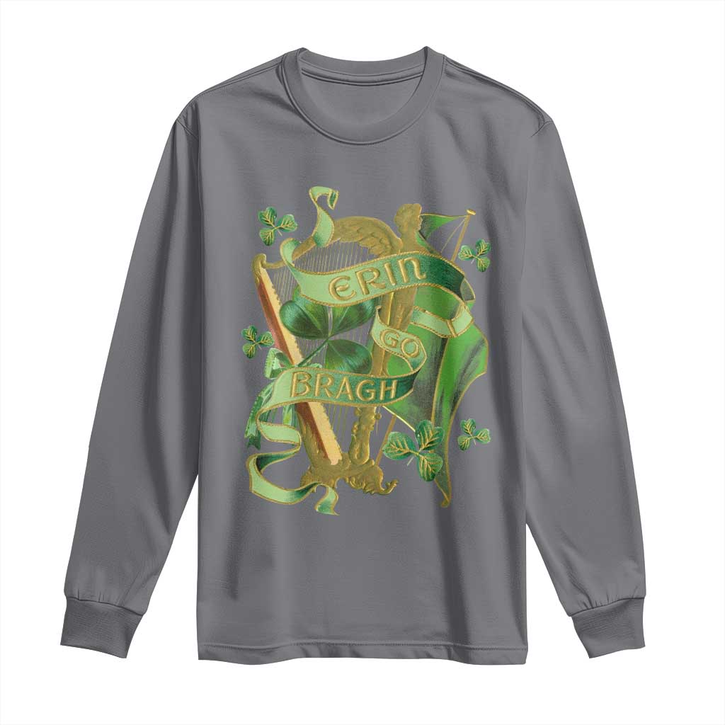 Irish Pride Long Sleeve Shirt Erin Go Bragh Harp Shamrock St Patrick's Day