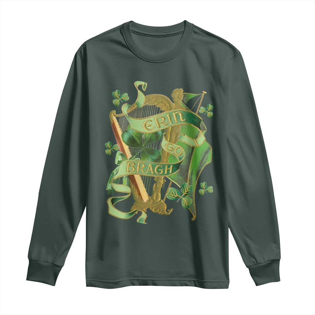 Irish Pride Long Sleeve Shirt Erin Go Bragh Harp Shamrock St Patrick's Day