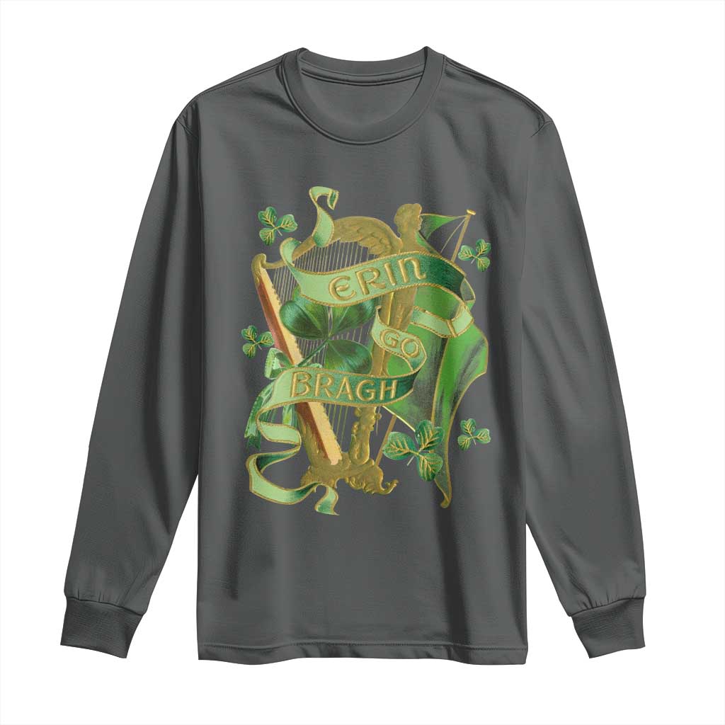 Irish Pride Long Sleeve Shirt Erin Go Bragh Harp Shamrock St Patrick's Day
