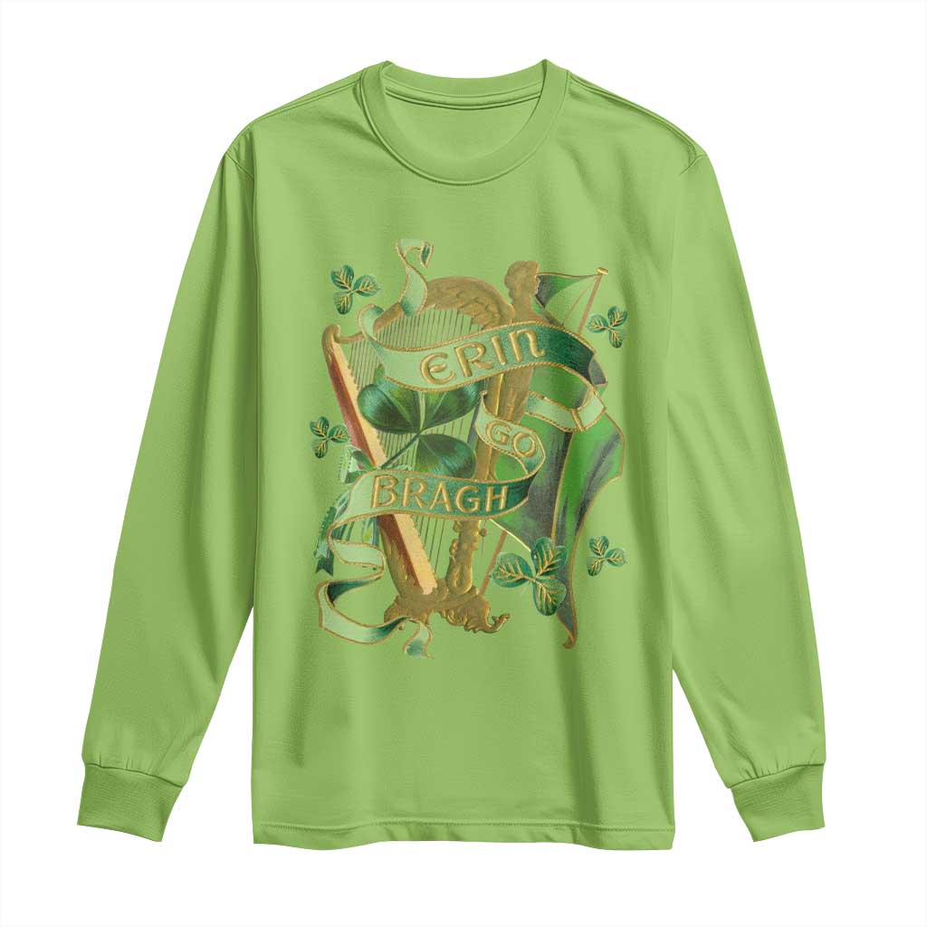 Irish Pride Long Sleeve Shirt Erin Go Bragh Harp Shamrock St Patrick's Day